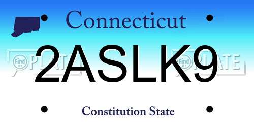 2ASLK9 Connecticut License Plate