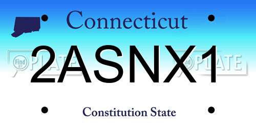 2ASNX1 Connecticut License Plate