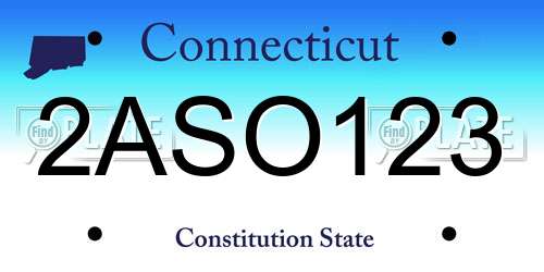 2ASO123 Connecticut License Plate