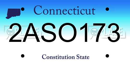 2ASO173 Connecticut License Plate