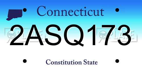 2ASQ173 Connecticut License Plate