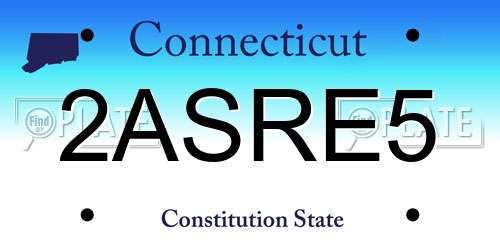 2ASRE5 Connecticut License Plate
