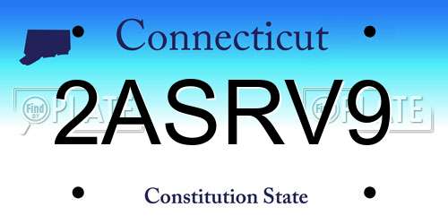 2ASRV9 Connecticut License Plate