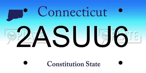 2ASUU6 Connecticut License Plate
