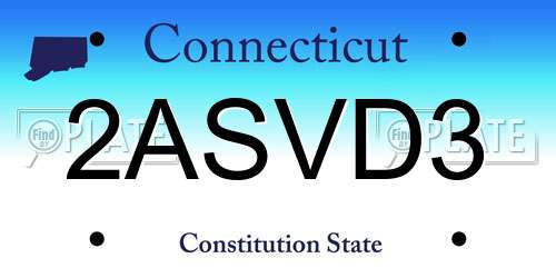 2ASVD3 Connecticut License Plate