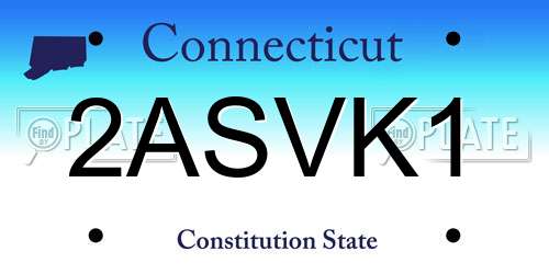 2ASVK1 Connecticut License Plate