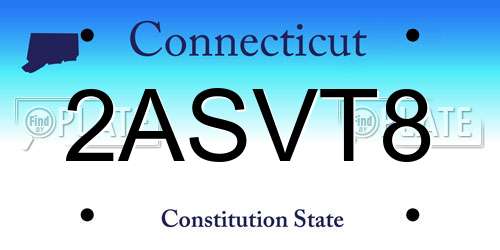 2ASVT8 Connecticut License Plate
