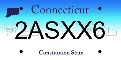 2ASXX6 Connecticut License Plate