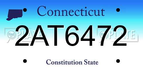 2AT6472 Connecticut License Plate