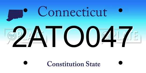 2ATO047 Connecticut License Plate