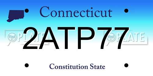 2ATP77 Connecticut License Plate