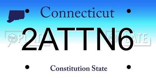 2ATTN6 Connecticut License Plate