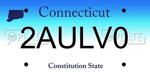 2AULV0 Connecticut License Plate