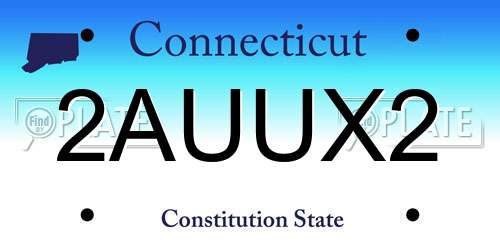 2AUUX2 Connecticut License Plate