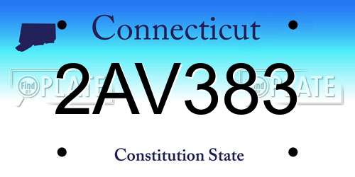 2AV383 Connecticut License Plate