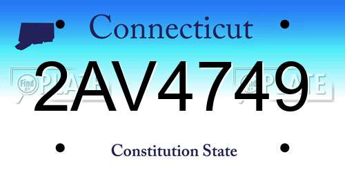 2AV4749 Connecticut License Plate