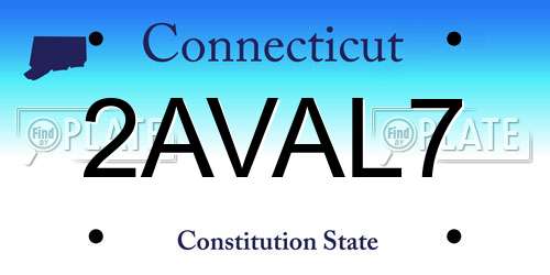 2AVAL7 Connecticut License Plate