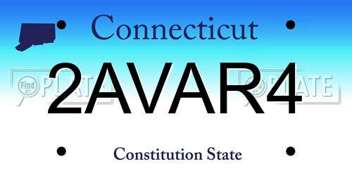 2AVAR4 Connecticut License Plate