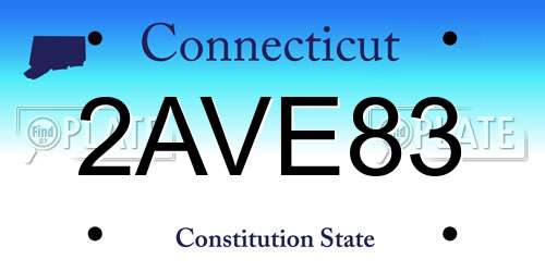 2AVE83 Connecticut License Plate