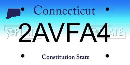 2AVFA4 Connecticut License Plate
