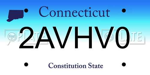 2AVHV0 Connecticut License Plate