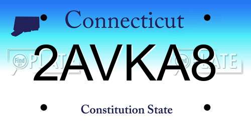 2AVKA8 Connecticut License Plate