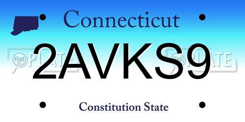 2AVKS9 Connecticut License Plate