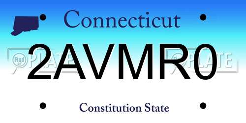 2AVMR0 Connecticut License Plate