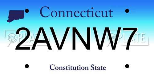 2AVNW7 Connecticut License Plate