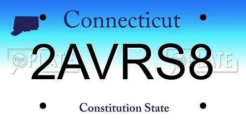 2AVRS8 Connecticut License Plate