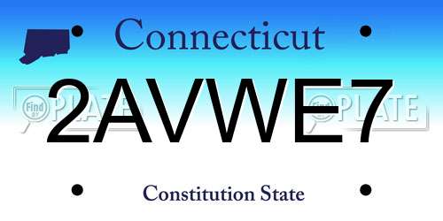 2AVWE7 Connecticut License Plate