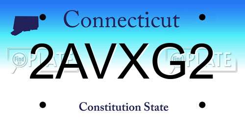 2AVXG2 Connecticut License Plate