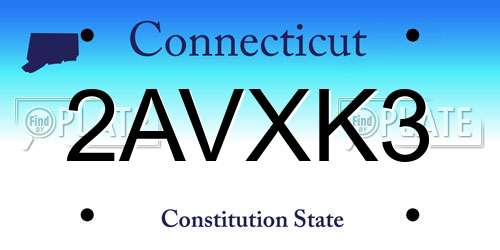 2AVXK3 Connecticut License Plate