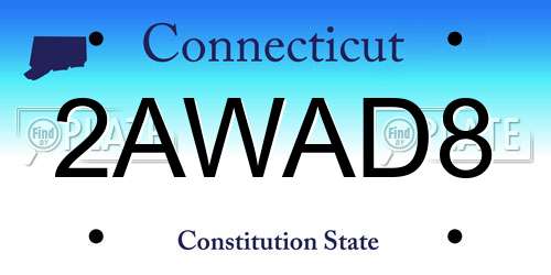 2AWAD8 Connecticut License Plate