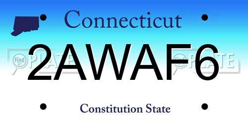 2AWAF6 Connecticut License Plate