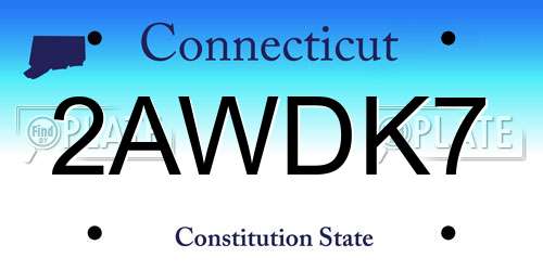 2AWDK7 Connecticut License Plate