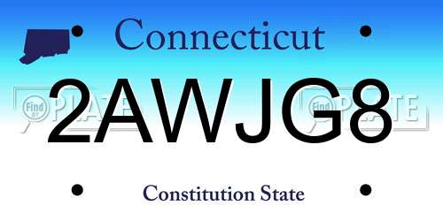 2AWJG8 Connecticut License Plate