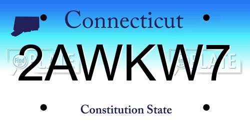 2AWKW7 Connecticut License Plate