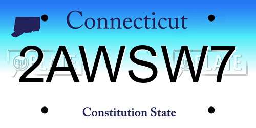 2AWSW7 Connecticut License Plate