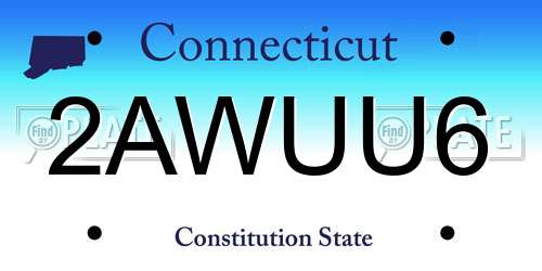 2AWUU6 Connecticut License Plate