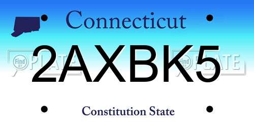 2AXBK5 Connecticut License Plate