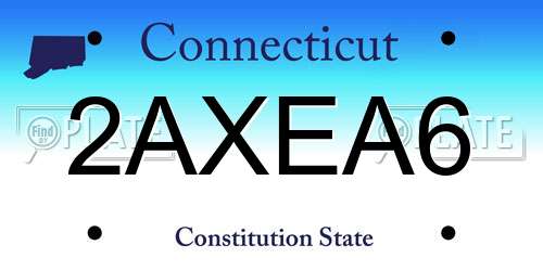 2AXEA6 Connecticut License Plate