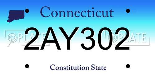 2AY302 Connecticut License Plate