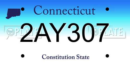 2AY307 Connecticut License Plate