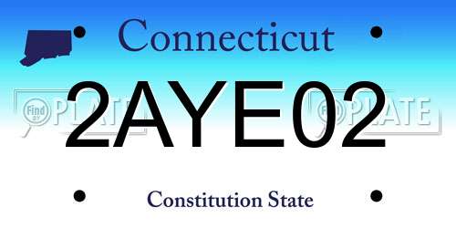 2AYE02 Connecticut License Plate