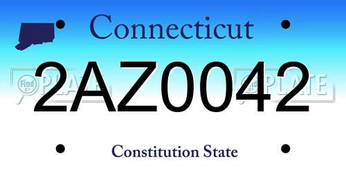 2AZ0042 Connecticut License Plate