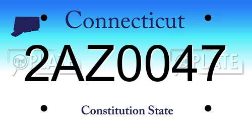 2AZ0047 Connecticut License Plate