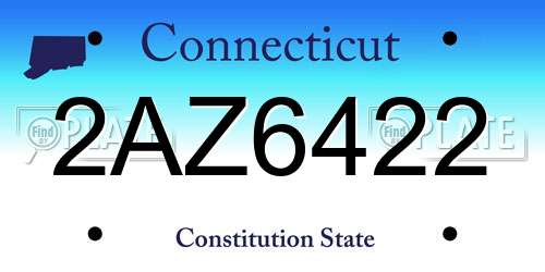 2AZ6422 Connecticut License Plate
