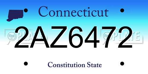 2AZ6472 Connecticut License Plate
