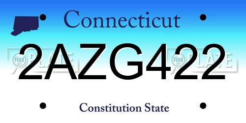 2AZG422 Connecticut License Plate